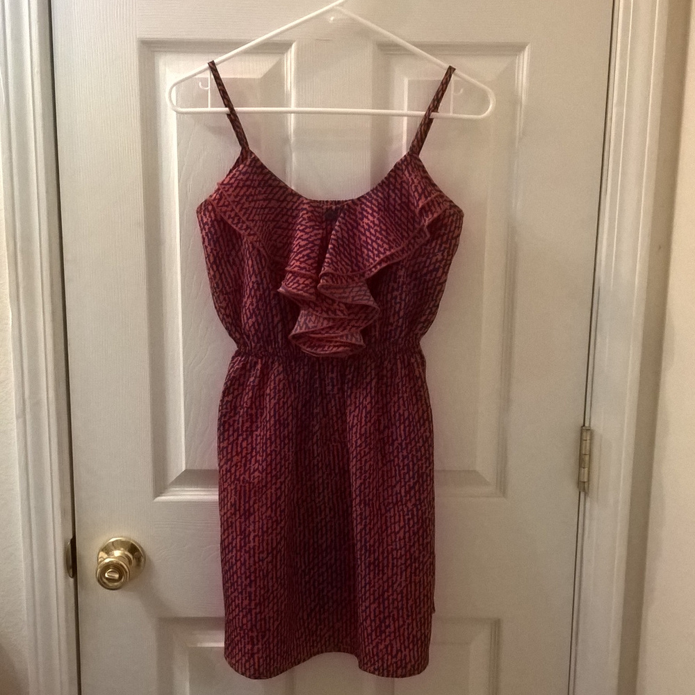 Sequin Hearts Orange and Blue Dress Size Small